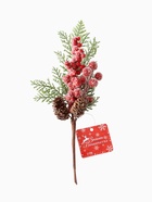 Еловая ветка декоративная «Зимнее волшебство. Грёзы», хвоя, ягоды, шишки иней, 28 см - Фото 6