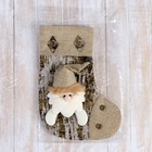 Носок для подарков "Дед Мороз, берёзка" 18х24 см, коричневый - фото 8480488
