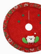 Коврик под ёлку «Мишка в звёздах» d=34 см, красный - Фото 3