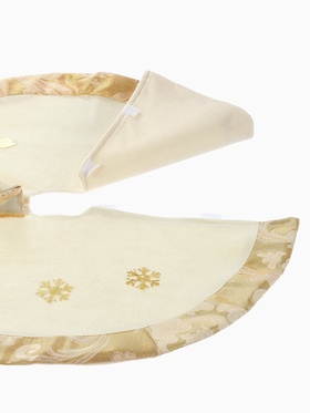 Коврик под ёлку «Дед Мороз и ёлочки» d=58 см, бело-золотой