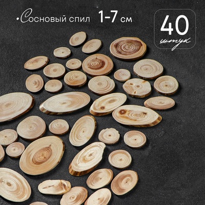 Набор из спилов дерева «Сосновый», набор 40 шт., 4 вида спилов
