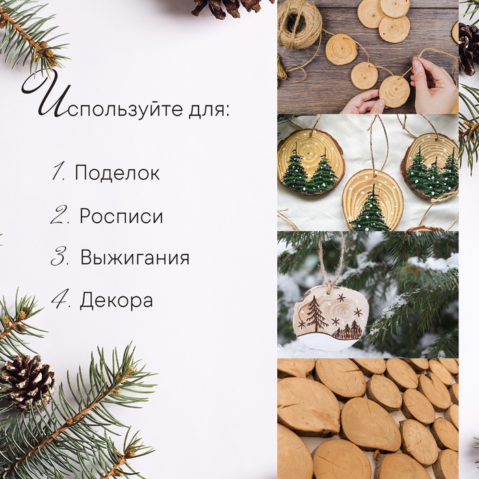 Набор из спилов дерева «Сосновый», набор 40 шт, 4 вида спилов - фото 18526822 Набор из спилов дерева «Сосновый», набор 40 шт, 4 вида спилов - фото 18526822