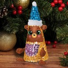 Набор для творчества. Новогодняя игрушка пайетками «Мишка» 14 х 6 х 6 см + 3 цвета пайеток, меховые палочки - Фото 1