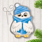 Новогодняя игрушка из фетра «Белая совушка» с термонаклейкой - Фото 1