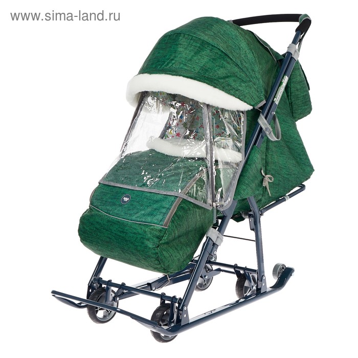 Санки коляска «Ника Детям НД 7-1Б», принт вязанный зелёный - Фото 1