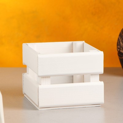 Кашпо для цветов «Однушка лайт», 12×11×9 см, деревянное, белое