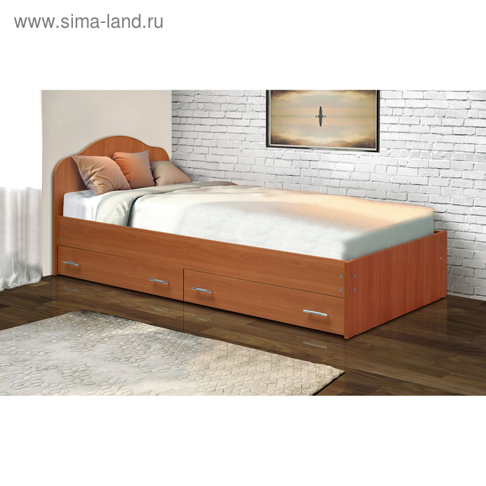 Кровать на уголках с ящиками № 3, 800 × 2000 мм, цвет вишня оксфорд