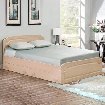 Кровать двойная с ящиками «Венеция 3» 1200×2000 мм, Дуб молочный/Дуб выбеленный