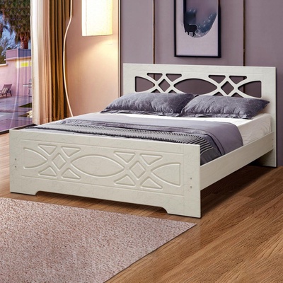 Кровать «Венеция 7», 1200×2000, цвет ясень анкор светлый / паутинка серебро матовый