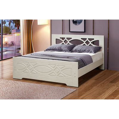 Кровать «Венеция 7», 1400×2000 мм, цвет ясень анкор светлый / паутинка серебро матовый