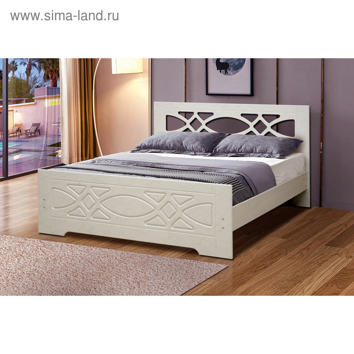 Кровать «Венеция 7», 1600 × 2000 мм, цвет ясень анкор светлый / паутинка серебро матовый
