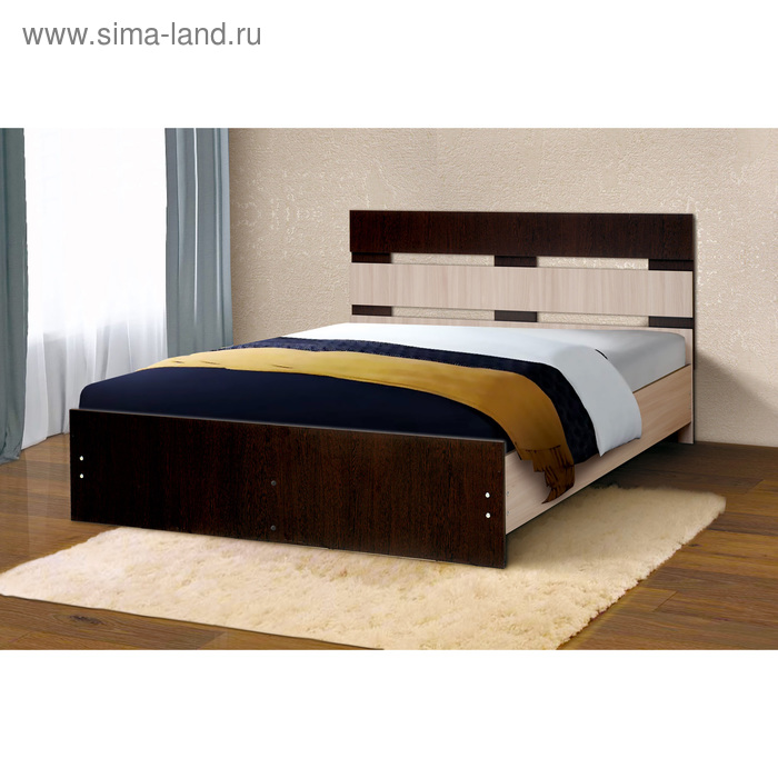Кровать «Венеция 10», 1400 × 2000 мм, цвет венге / ясень шимо светлый