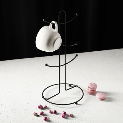 Держатель для кружек Доляна, на 6 предметов, 17×17×36 см, чёрный