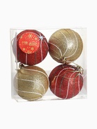 Ёлочные игрушки «Сильвия», шары новогодние, набор 4 шт., d=8 см, красный/золотистый - Фото 7