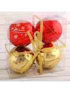 Ёлочные игрушки «Диско», шары новогодние, d=8 см, набор 4 шт., красный/золотистый - Фото 3