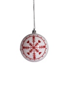 Ёлочные игрушки «Снежинка», шары новогодние, набор 4 шт., d=8 см, красный/белый - Фото 3