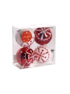 Ёлочные игрушки «Снежинка», шары новогодние, набор 4 шт., d=8 см, красный/белый - Фото 9