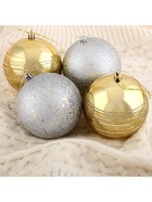Ёлочные игрушки «Айола», шары новогодние, d=10 см, набор 4 шт., золотисто-серебристый - Фото 2