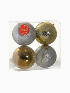 Ёлочные игрушки «Айола», шары новогодние, d=10 см, набор 4 шт., золотисто-серебристый - фото 61864995