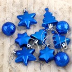 Ёлочные игрушки «Санда», шары новогодние, набор 10 шт., (2 шара,2 конфеты,2 елки, 4 звезды), синий - Фото 1