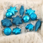 Ёлочные игрушки «Талла», шары новогодние, набор 12 шт. (4 шара, 2 сосульки, 6 звёзд), голубой - Фото 2