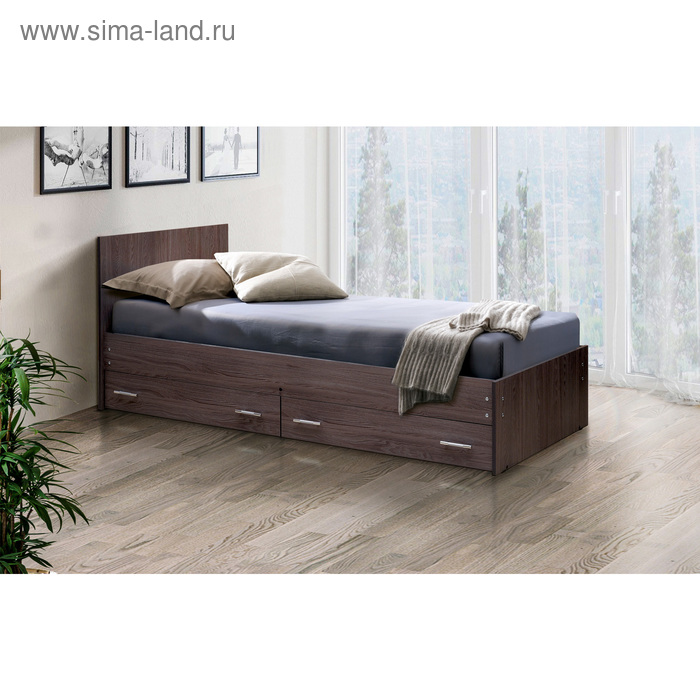 Кровать на уголках с ящиками № 4, 700 × 1900 мм, цвет ясень анкор тёмный