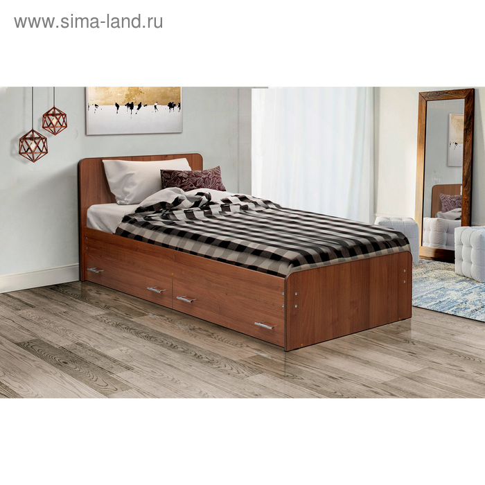 Кровать на уголках с ящиками № 5, 800 × 1900 мм, цвет орех гварнери