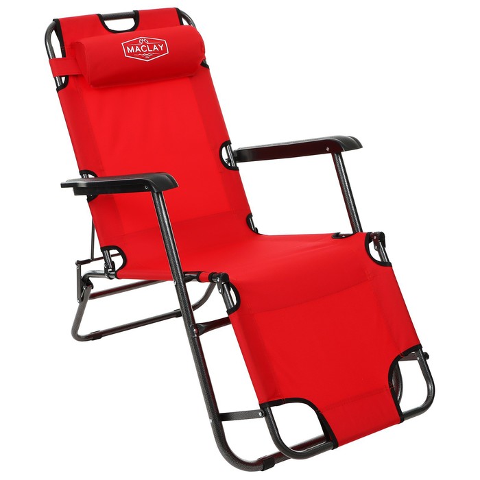 Кресло-шезлонг туристическое Maclay, с подголовником, 153х60х30 см, цвет красный - фото 1883197517