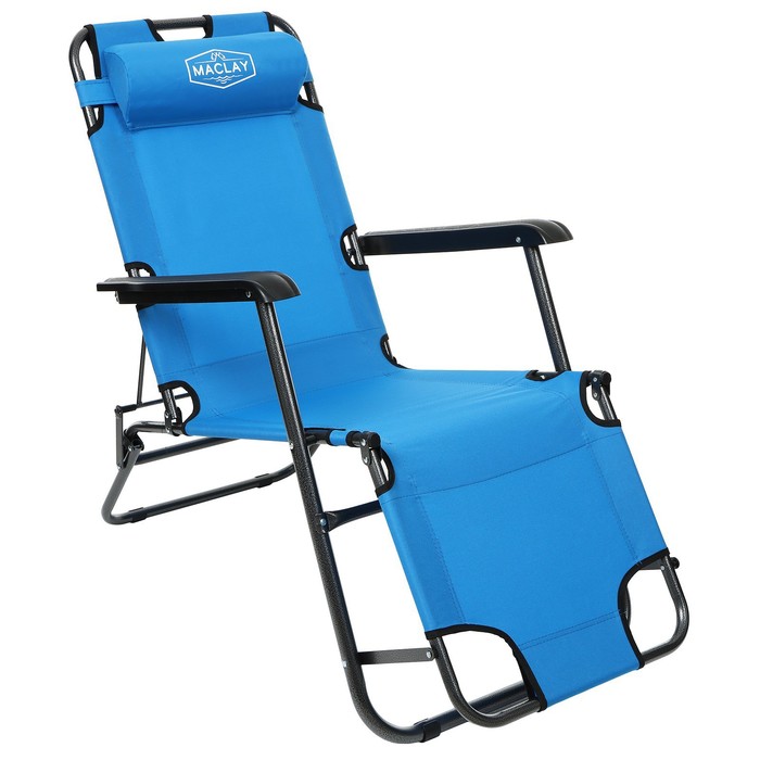 Кресло-шезлонг туристическое Maclay, с подголовником, 153х60х79 см, цвет голубой - фото 1883197524