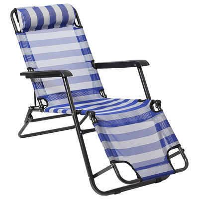 Кресло-шезлонг туристическое с подголовником 153 х 60 х 79 см, цвет белый/голубой