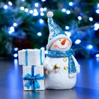 Фигура подсвечник "Снеговик" синий 12х6х14см - фото 10847870