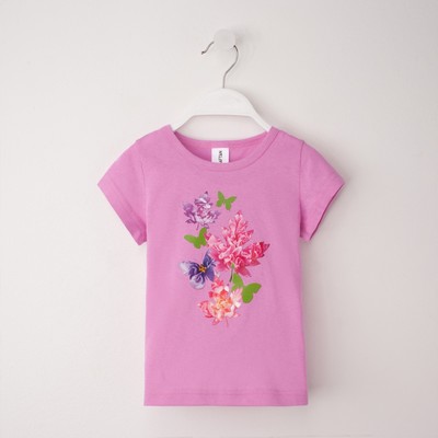 Футболка "Цветы", рост 110-116 (32), лиловый