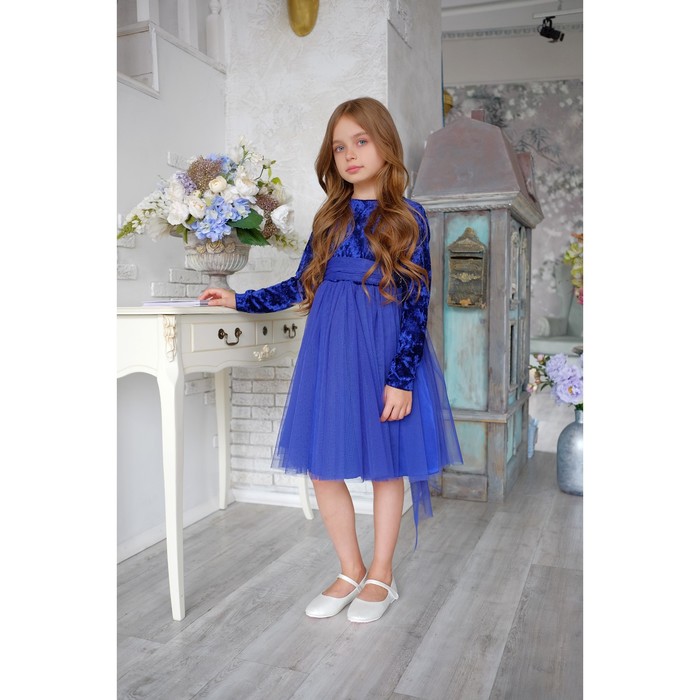 Платье нарядное детское KAFTAN, рост 122-128 см (34), синий - Фото 1