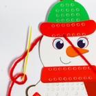 Новогодний набор для творчества. Вышивка пряжей «Новый год! Снеговик» на картоне с пластиковой иглой - Фото 5