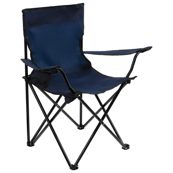 Кресло туристическое с подстаканником,  р. 50 х 50 х 80 см, до 80 кг, цвет синий