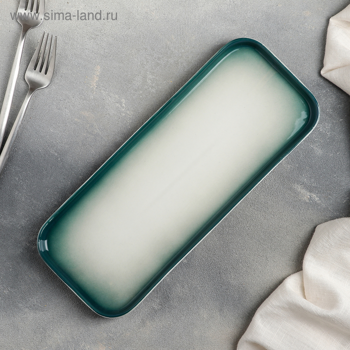 Блюдо керамическое для подачи «Туманность», 31×12,5 см, цвет зелёный - Фото 1