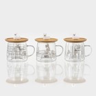 Кружка «Лама», 300 мл, с деревянной крышкой, стекло, рисунок МИКС - Фото 2