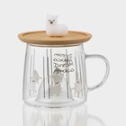 Кружка «Лама», 300 мл, с деревянной крышкой, стекло, рисунок МИКС - Фото 3