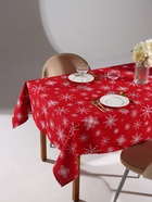 Скатерть новогодняя «Доляна» Белые снежинки 180×149± 3 см, 100% хлопок, 164 г/м² - Фото 1