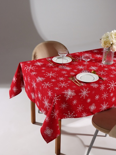 Скатерть новогодняя «Доляна» Белые снежинки 180×149± 3 см, 100% хлопок, 164 г/м²