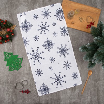 Полотенце «Доляна» Синие снежинки 40×70 см, 100% хлопок, 164 г/м²