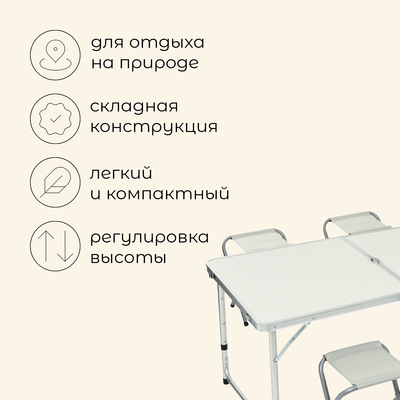 Набор мебели maclay, стол, 4 стула, складной, белый