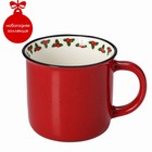 Кружка фарфоровая Доляна «Новогоднее настроение», 380 мл, цвет красный - Фото 1