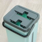 Швабра с отжимом и ведро: ведро с отсеками для полоскания и отжима 14 л, швабра плоская, доп. насадка - Фото 3