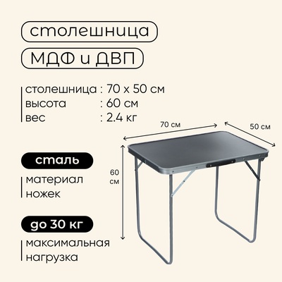 Стол туристический Maclay, складной, 70×50×60 см
