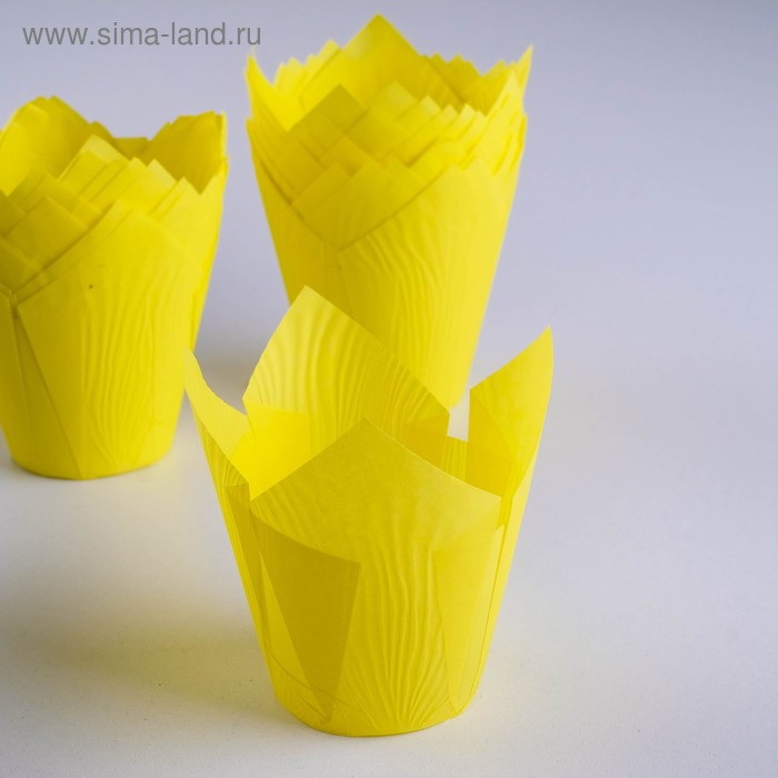 Форма для выпечки "Тюльпан", жёлтый, 5 х 8 см - Фото 1