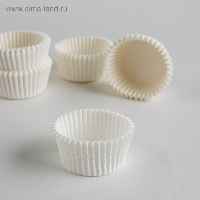 Форма для выпечки кексов, бумажная, одноразовая, 3.5×2. см, белая - Фото 1
