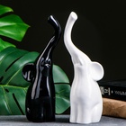 Фигура "Пара слонов" 9х15х25см чёрный/белый глянец - фото 809630537