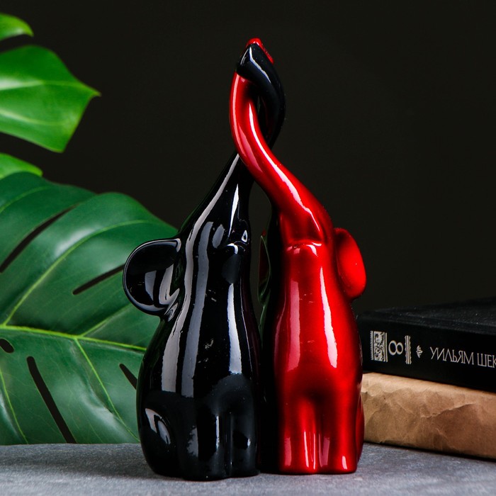 Фигура "Пара слонов" чёрный/бордовый, 16х8х25см - Фото 1