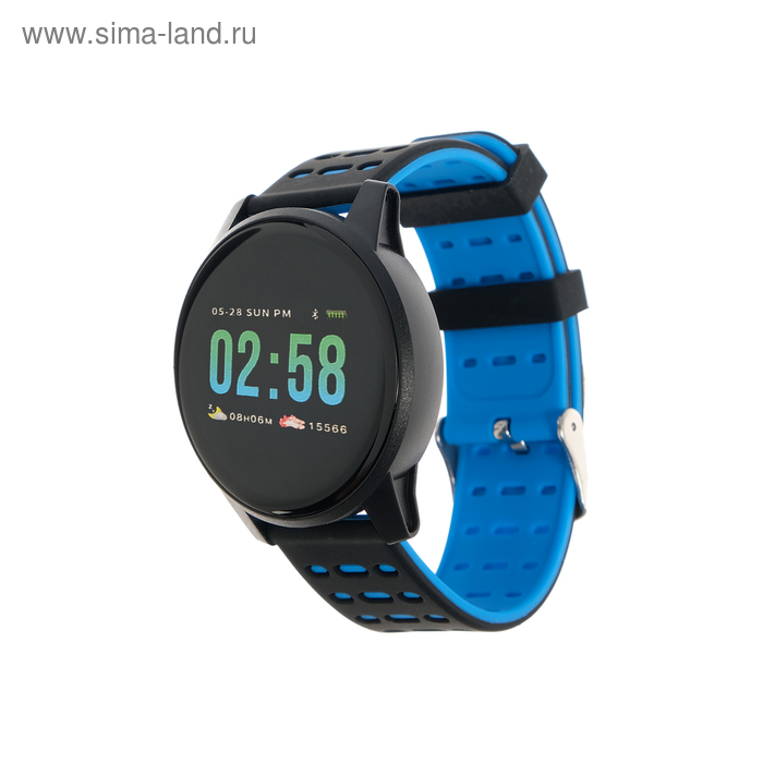 Смарт-часы Qumann QSW 01, цветной дисплей 1.3", черно-синие - Фото 1